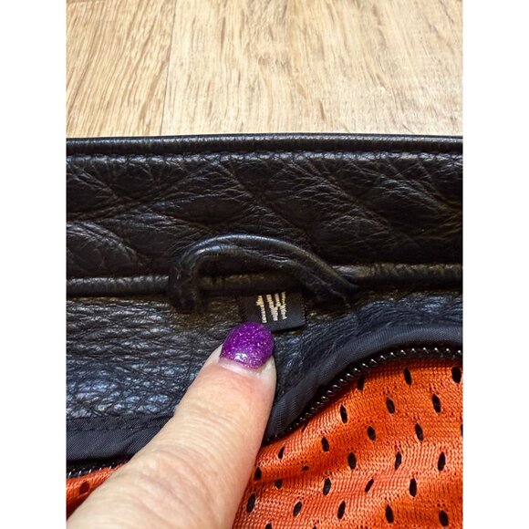 Vintage Harley Davidson Womens Black Leather Embroidered Jacket Orange Mesh Lini - Picture 13 of 13